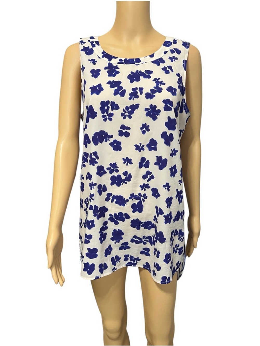 Cabi High/Low Sleeveless Floral/Striped Breezy Tunic Top Size M